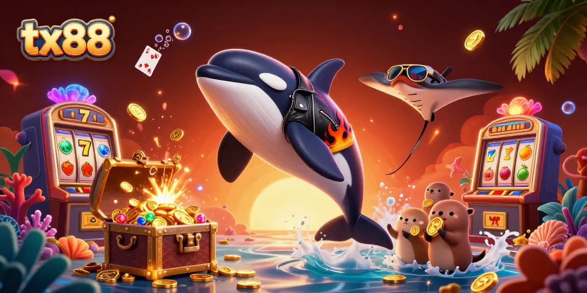 Experience exciting chances to win at tx88 with an underwater casino-themed adventure surrounded by sea creatures and treasures.
