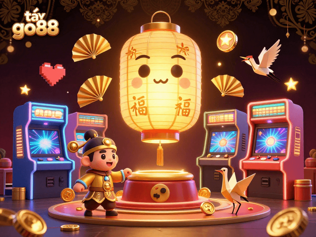 Play slots and enjoy vibrant fun with tải go88 in this exciting casino illustration.