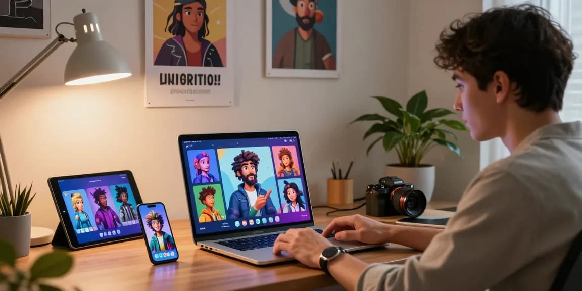 Engaging chat with crushon ia character AI on a cozy laptop setup in home office.