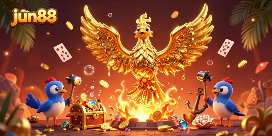 Experience thrilling gameplay at jun88 with golden phoenix and treasure elements.