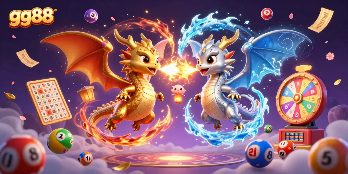 Engage with exciting games at gg88 with golden and silver dragons amidst lively gambling elements.