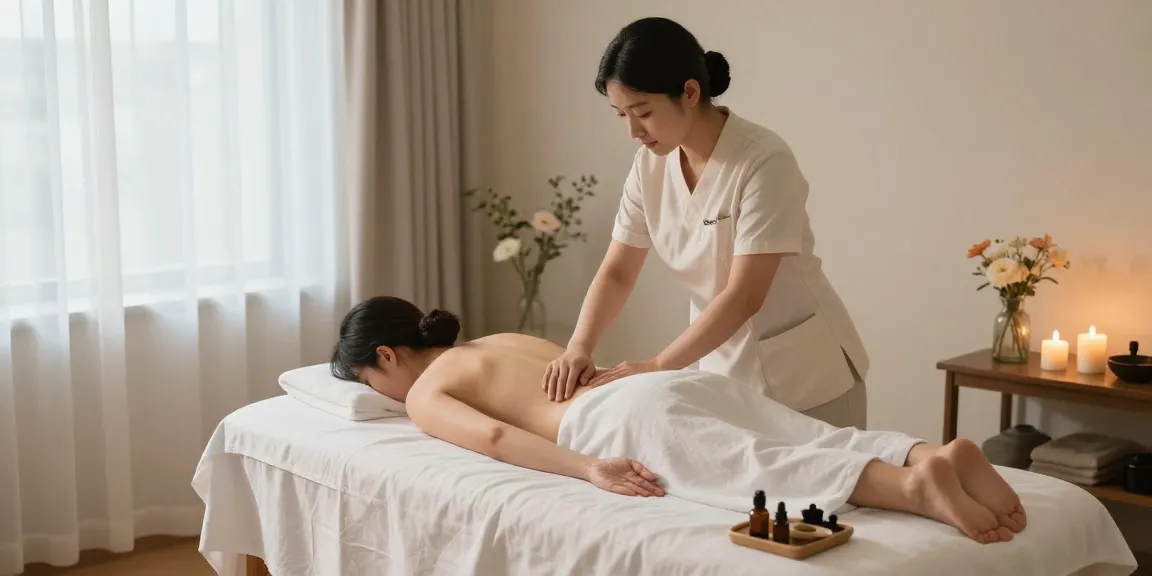 안양출장마사지 session in a serene spa with calming atmosphere and expert therapist.