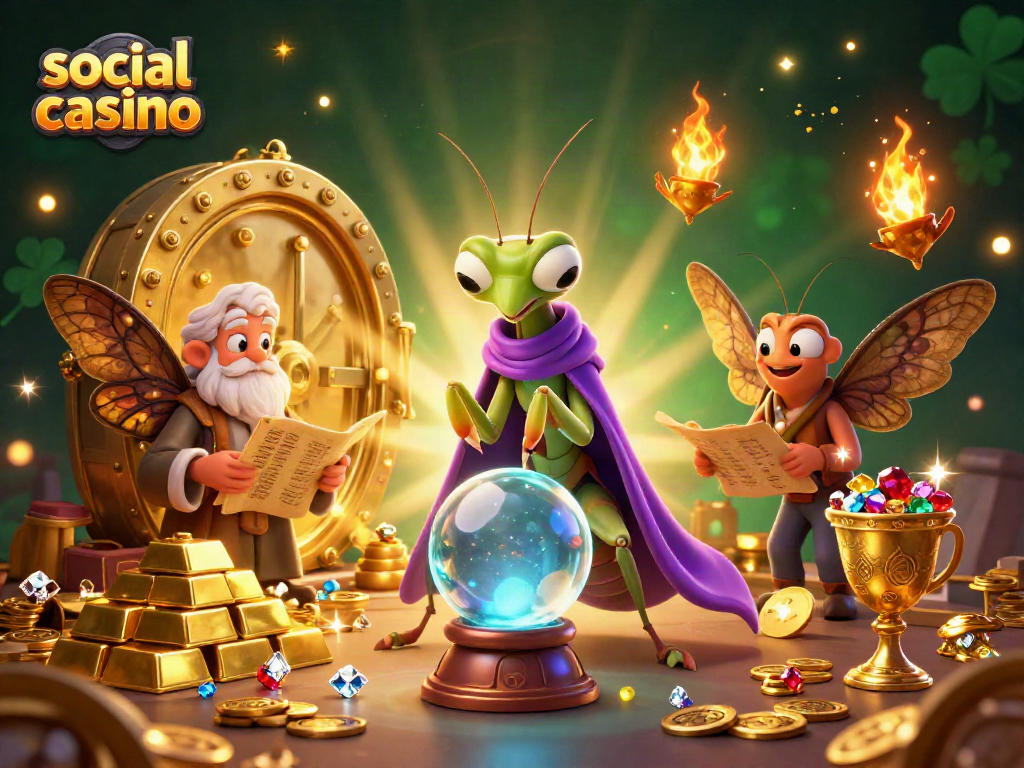 Engage with thrilling action in a vibrant social casino atmosphere featuring fantasy characters.