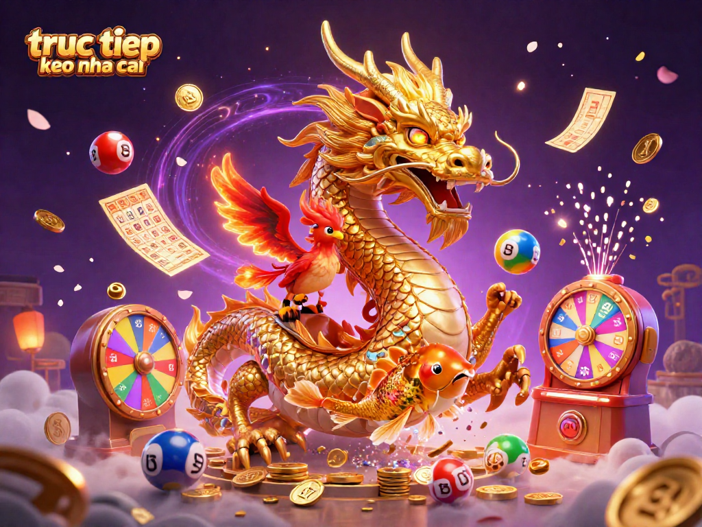Engage with truc tiep keo nha cai to experience vibrant lottery excitement featuring dragons and coins.