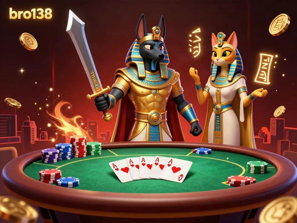 Engage players at bro138 with poker action featuring stacked chips and winning hands.