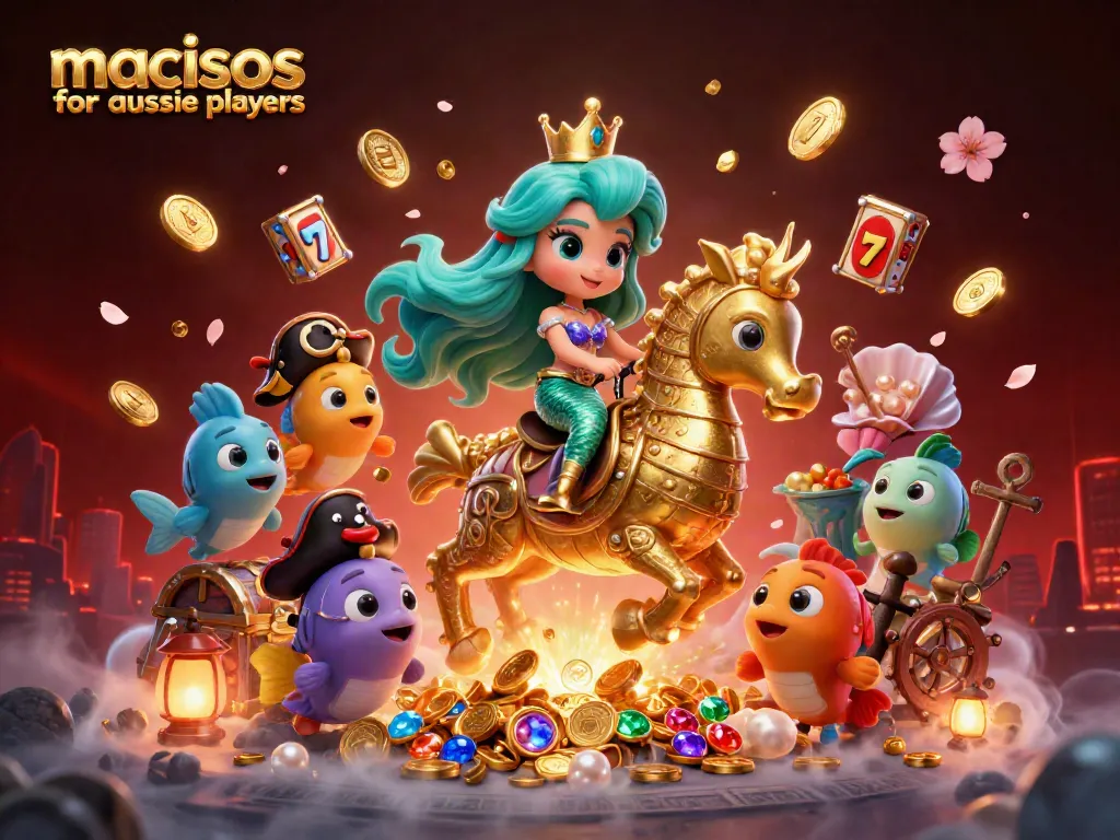Experience the excitement of mac casinos for aussie players with this vibrant 3D casino scene.