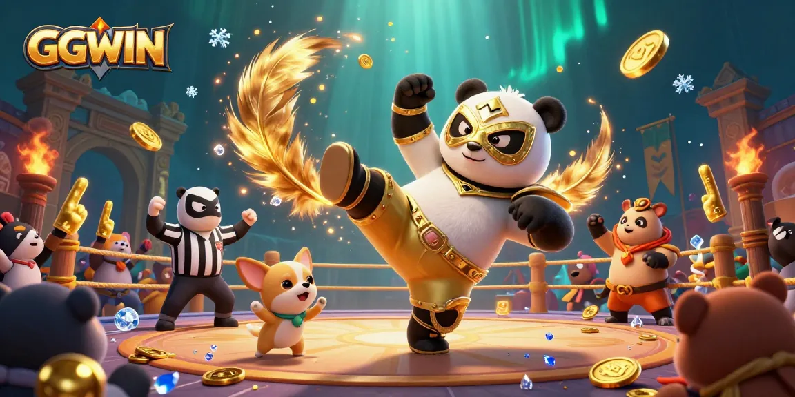 Watch GGWIN's dynamic casino showdown with a wrestling panda and cheering animal fans.